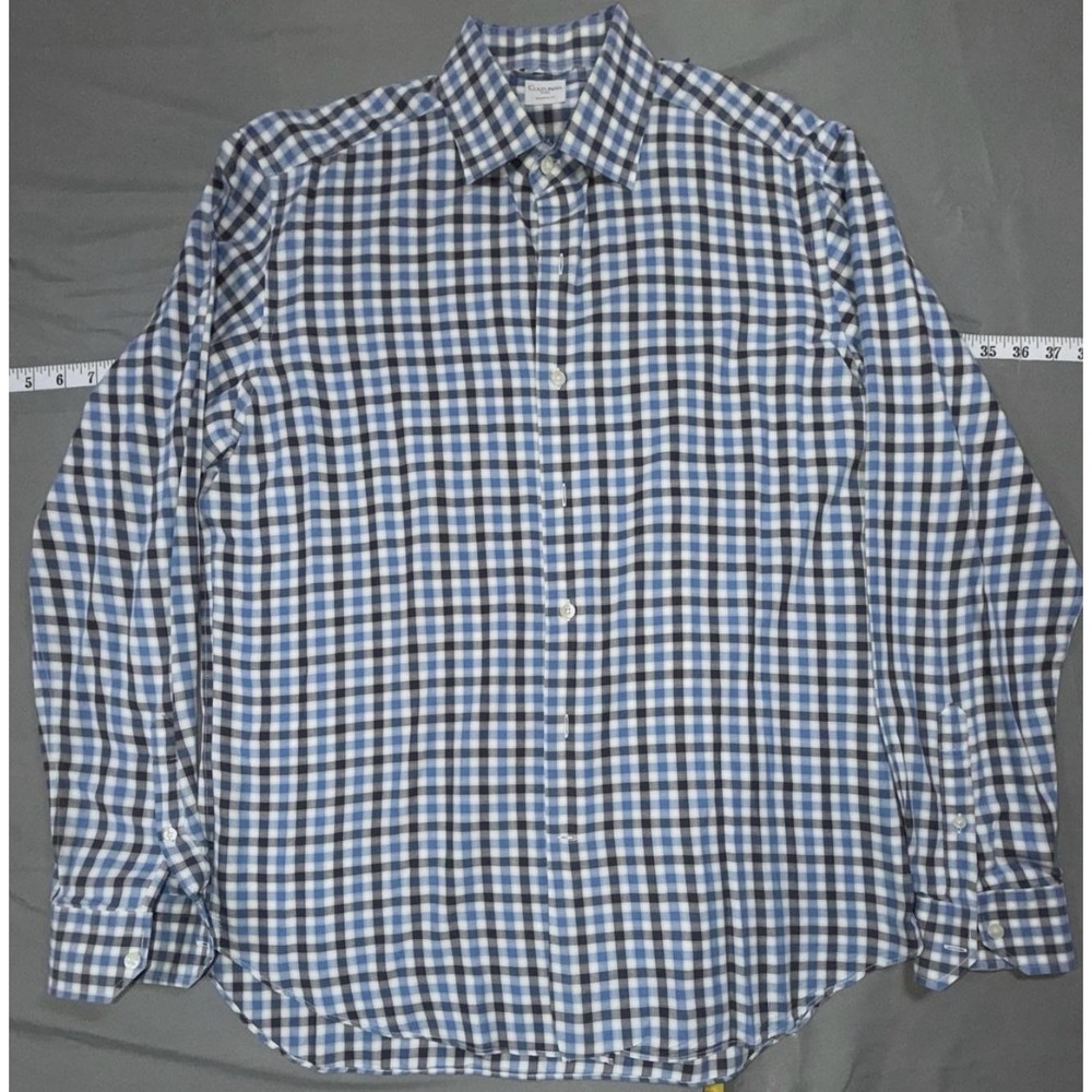 Culturata Dress Shirt Mens 16.5 42 Blue Gingham Tailored Fit Long Sleeve Italy